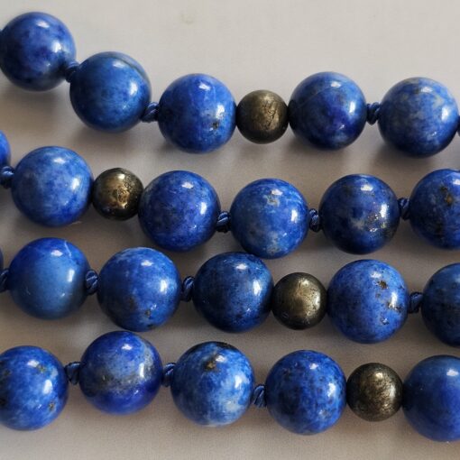 Lapislazuli-Pyrit-Mala (3) mit Lapislazuli-Anhänger (Tropfen) – Bild 12