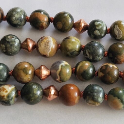 Meta-Rhyolith („Augenstein“, „Regenwaldstein“) -Kupfer-Mala mit „Regenwaldstein“-Anhänger – Bild 12