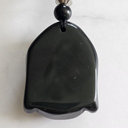 Obsidian („Regenbogen-Obsidian“) -Mala mit  „Regenbogen-Obsidian"-Anhänger (Buddha-Kopf) und 2 Armbändern – Bild 12