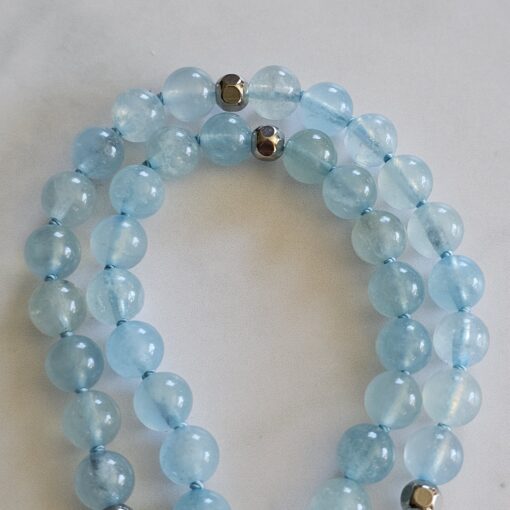 Aquamarin-Mala (2) mit Edelstahlanhänger – Bild 12