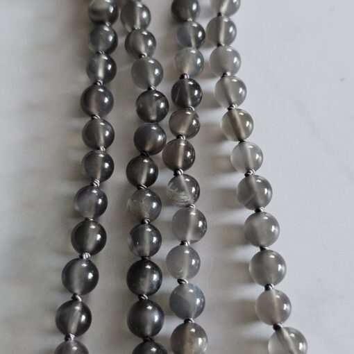 Mondstein (grau) -Mala (2) mit pfirsichfarbenem Mondstein-Anhänger und Armband – Bild 13
