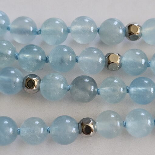 Aquamarin-Mala (2) mit Edelstahlanhänger – Bild 13
