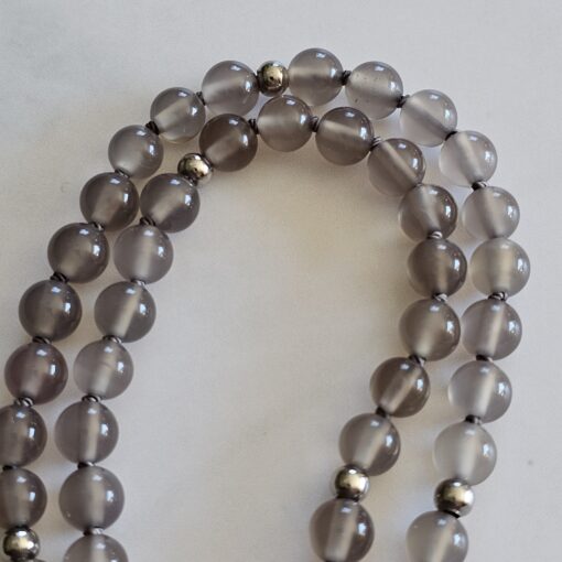 Achat (grau) -Mala mit Kundl-Marmor-Anhänger und Armband – Bild 14