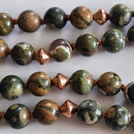 Meta-Rhyolith („Augenstein“, „Regenwaldstein“) -Kupfer-Mala mit „Regenwaldstein“-Anhänger – Bild 14