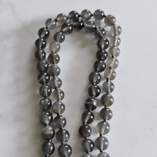 Mondstein (grau) -Mala (2) mit pfirsichfarbenem Mondstein-Anhänger und Armband – Bild 14
