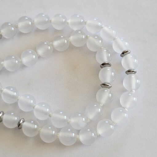 Achat (weiß, „Friedensachat“) -Mala (1) mit Achat-Navette – Bild 14