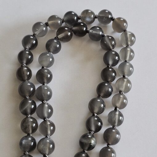 Mondstein (grau) -Mala (2) mit pfirsichfarbenem Mondstein-Anhänger und Armband – Bild 15