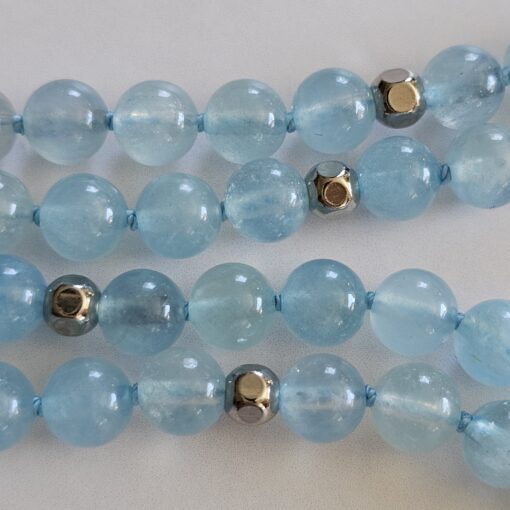 Aquamarin-Mala (2) mit Edelstahlanhänger – Bild 15
