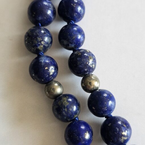 Lapislazuli-Pyrit-Mala (4 ) mit Lapislazuli-Donut – Bild 16