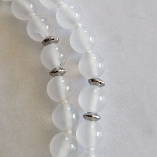 Achat (weiß, „Friedensachat“) -Mala (1) mit Achat-Navette – Bild 16