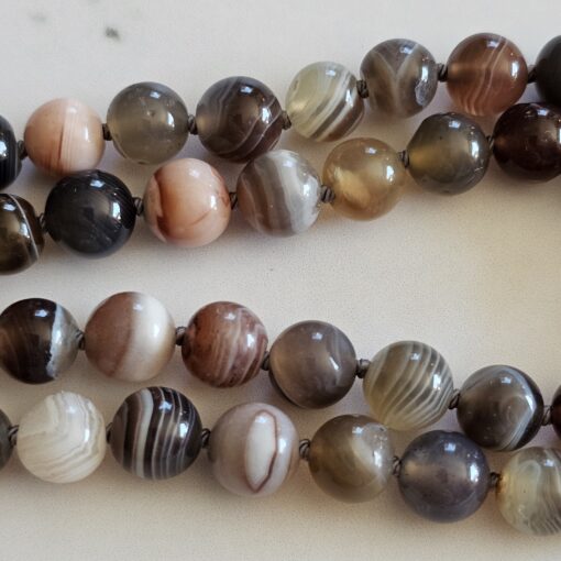 Achat („Botswana Achat“) -Mala (2) mit ovalem „Botswana Achat“-Anhänger – Bild 16
