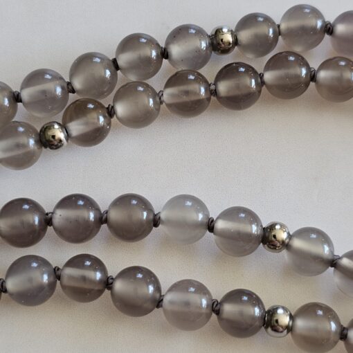 Achat (grau) -Mala mit Kundl-Marmor-Anhänger und Armband – Bild 17