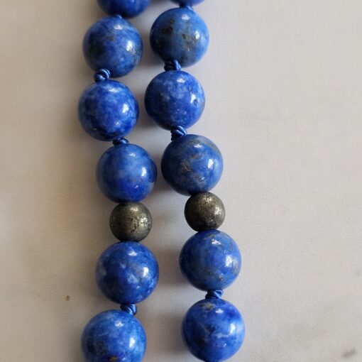Lapislazuli-Pyrit-Mala (3) mit Lapislazuli-Anhänger (Tropfen) – Bild 17