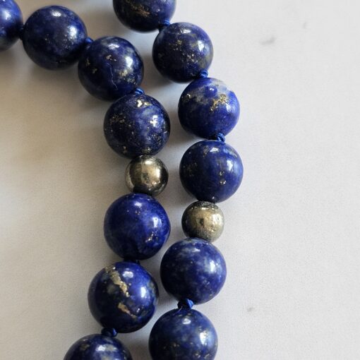 Lapislazuli-Pyrit-Mala (4 ) mit Lapislazuli-Donut – Bild 17
