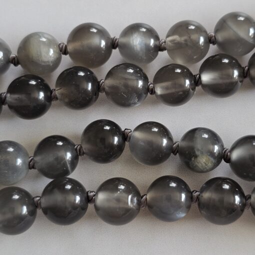 Mondstein (grau) -Mala (2) mit pfirsichfarbenem Mondstein-Anhänger und Armband – Bild 17