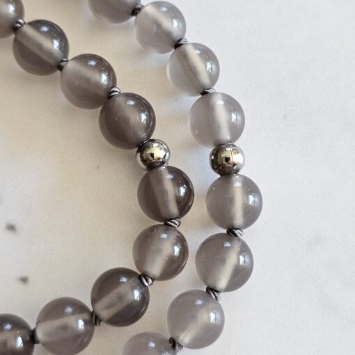 Achat (grau) -Mala mit Kundl-Marmor-Anhänger und Armband – Bild 18