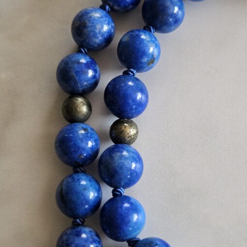 Lapislazuli-Pyrit-Mala (3) mit Lapislazuli-Anhänger (Tropfen) – Bild 18