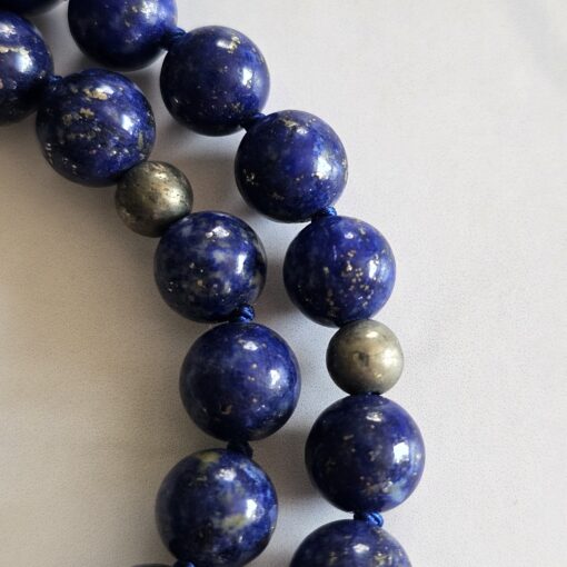 Lapislazuli-Pyrit-Mala (4 ) mit Lapislazuli-Donut – Bild 18