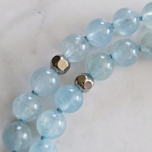 Aquamarin-Mala (2) mit Edelstahlanhänger – Bild 18