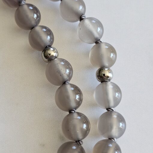 Achat (grau) -Mala mit Kundl-Marmor-Anhänger und Armband – Bild 19