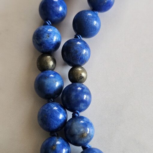 Lapislazuli-Pyrit-Mala (3) mit Lapislazuli-Anhänger (Tropfen) – Bild 19
