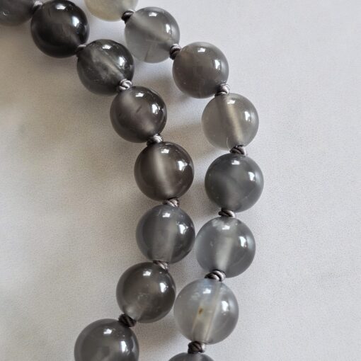 Mondstein (grau) -Mala (2) mit pfirsichfarbenem Mondstein-Anhänger und Armband – Bild 19