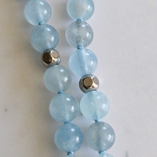 Aquamarin-Mala (2) mit Edelstahlanhänger – Bild 19