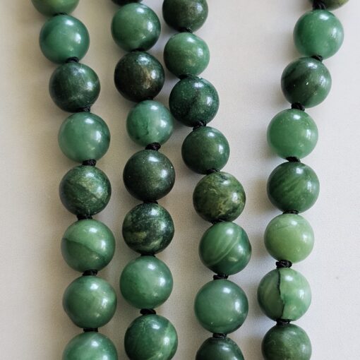 Budstone („Prasemquarz“) -Turmalin (schwarz) -Mala mit Budstone-Donut – Bild 2