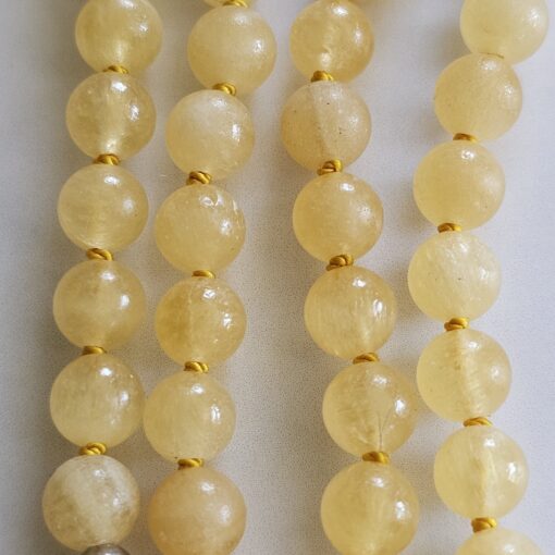 Calcit (orange, „Orangencalcit“) -Mala (3) mit Edelstahlanhänger – Bild 2