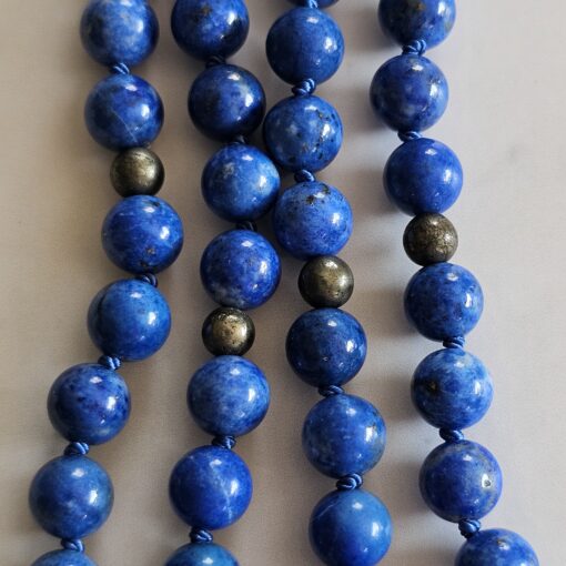 Lapislazuli-Pyrit-Mala (3) mit Lapislazuli-Anhänger (Tropfen) – Bild 2