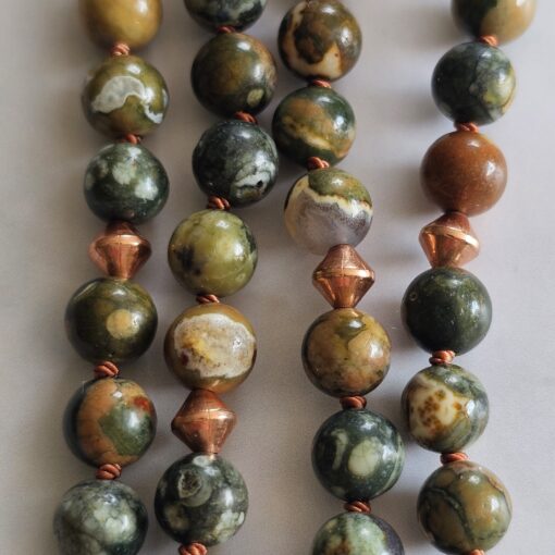 Meta-Rhyolith („Augenstein“, „Regenwaldstein“) -Kupfer-Mala mit „Regenwaldstein“-Anhänger – Bild 2