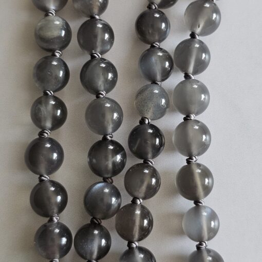 Mondstein (grau) -Mala (2) mit pfirsichfarbenem Mondstein-Anhänger und Armband – Bild 2