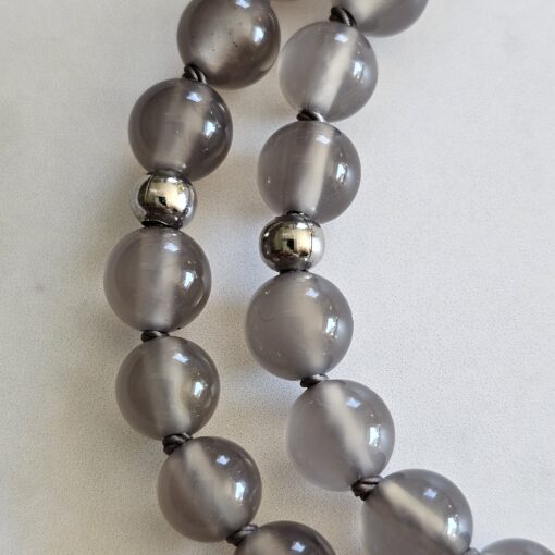 Achat (grau) -Mala mit Kundl-Marmor-Anhänger und Armband – Bild 20