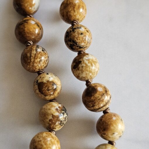 Jaspis („Landschaftsjaspis“) -Mala mit dunklerem „Landschaftsjaspis“-Anhänger und Armband – Bild 20