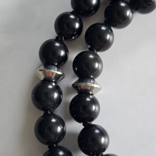 Obsidian („Regenbogen-Obsidian“) -Mala mit  „Regenbogen-Obsidian"-Anhänger (Buddha-Kopf) und 2 Armbändern – Bild 20