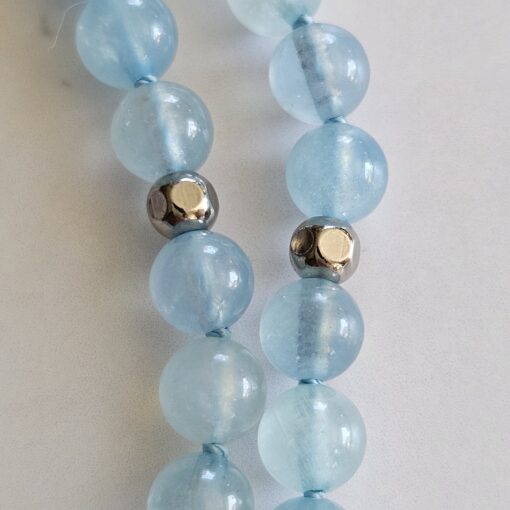 Aquamarin-Mala (2) mit Edelstahlanhänger – Bild 20