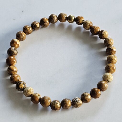 Jaspis („Landschaftsjaspis“) -Bergkristall-Mala mit hellerem „Landschaftsjaspis“-Anhänger und Armband – Bild 4