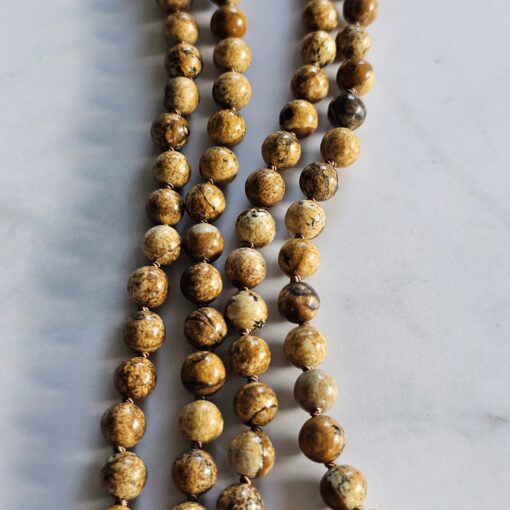 Jaspis („Landschaftsjaspis“) -Bergkristall-Mala mit hellerem „Landschaftsjaspis“-Anhänger und Armband – Bild 10