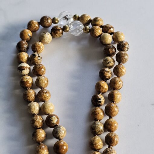 Jaspis („Landschaftsjaspis“) -Bergkristall-Mala mit hellerem „Landschaftsjaspis“-Anhänger und Armband – Bild 13