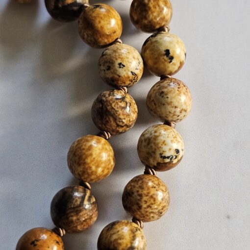 Jaspis („Landschaftsjaspis“) -Bergkristall-Mala mit hellerem „Landschaftsjaspis“-Anhänger und Armband – Bild 18
