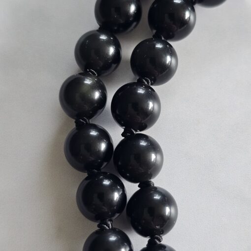 Obsidian („Regenbogen-Obsidian“) -Mala mit  „Regenbogen-Obsidian"-Anhänger (Buddha-Kopf) und 2 Armbändern – Bild 21