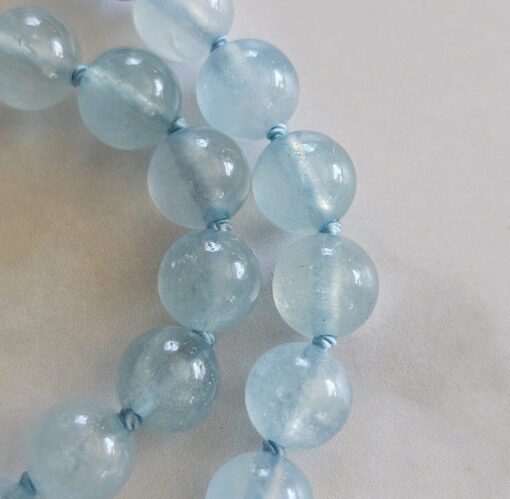 Aquamarin-Mala (2) mit Edelstahlanhänger – Bild 21