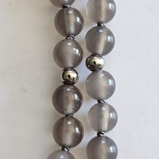 Achat (grau) -Mala mit Kundl-Marmor-Anhänger und Armband – Bild 22