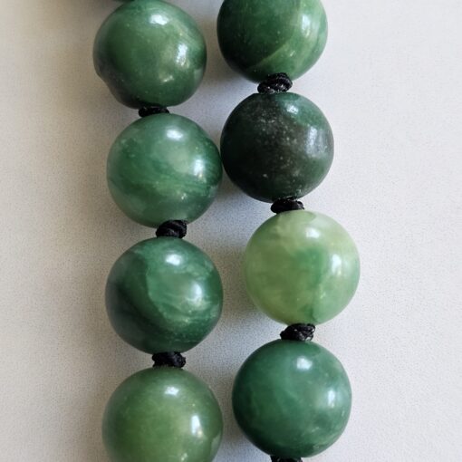 Budstone („Prasemquarz“) -Turmalin (schwarz) -Mala mit Budstone-Donut – Bild 22