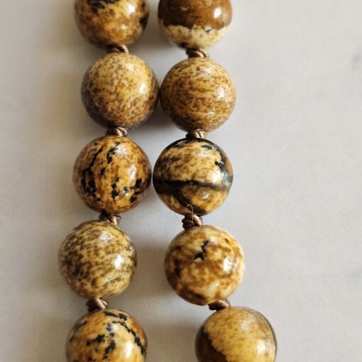 Jaspis („Landschaftsjaspis“) -Mala mit dunklerem „Landschaftsjaspis“-Anhänger und Armband – Bild 22
