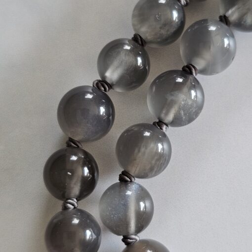 Mondstein (grau) -Mala (2) mit pfirsichfarbenem Mondstein-Anhänger und Armband – Bild 21