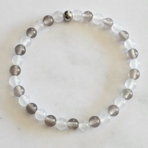 Achat (grau) -Mala mit Kundl-Marmor-Anhänger und Armband – Bild 3