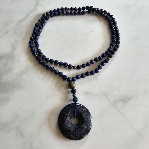 Lapislazuli-Pyrit-Mala (4 ) mit Lapislazuli-Donut – Bild 3