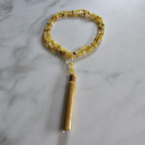 Opal (gelb) -Mala mit Seidenquaste – Bild 3