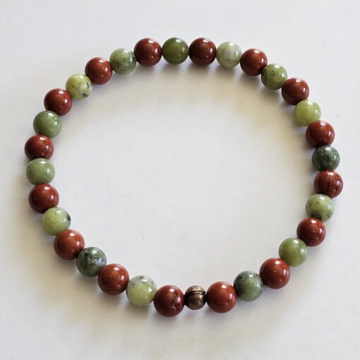 Jaspis (grün) -Mala mit rotem Jaspis-Donut und Armband – Bild 4